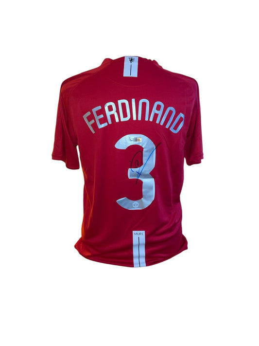 Rio Ferdinand gesigneerd Manchester United 2007-2008 shirt met certificaat