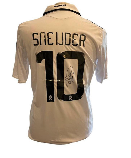 Wesley Sneijder gesigneerd Real Madrid 2008-2009 shirt met foto- en videobewijs