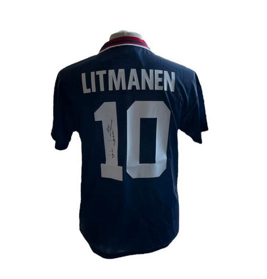 Jari Litmanen gesigneerd Ajax 1994- 1995 shirt met fotobewijs