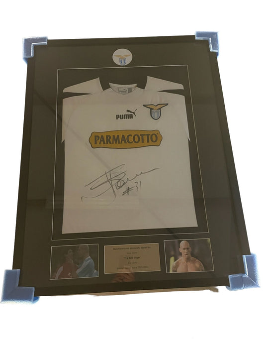Jaap Stam gedragen, gesigneerd en ingelijst Lazio Roma 2003-2004 shirt met echtheidscertificaat