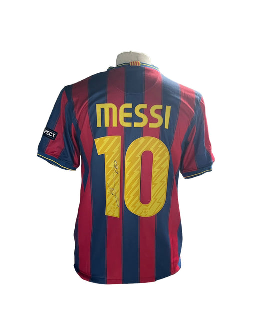 Lionel Messi gesigneerd FC Barcelona 2009-2010 Champions League shirt met certificaat.