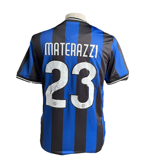 Marco Materazzi gesigneerd Inter Milan 2009-2010 shirt met certificaat & fotobewijs