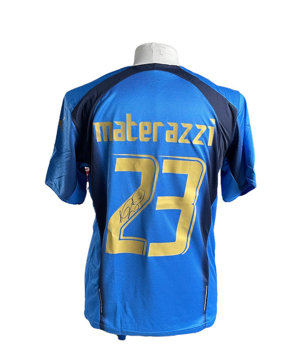 Marco Materazzi gesigneerd Italië 2006 shirt met certificaat & fotobewijs