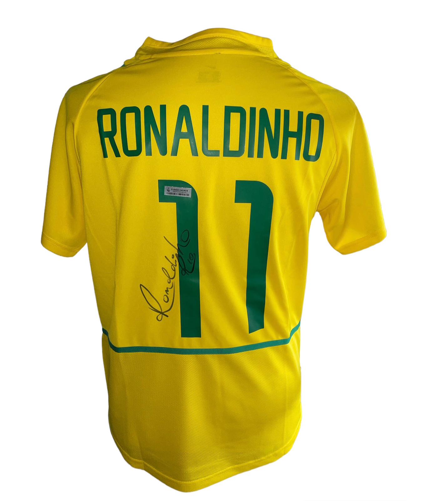 Ronaldinho gesigneerd Brazilië WK 2002 shirt met certificaat