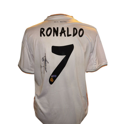 Cristiano Ronaldo gesigneerd Real Madrid 2013-2014 shirt met certificaat (Vlekken in het shirt)