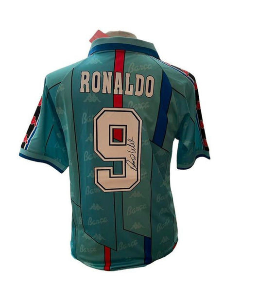 Ronaldo Lima gesigneerd Barcelona 1995-1997 shirt met certificaat