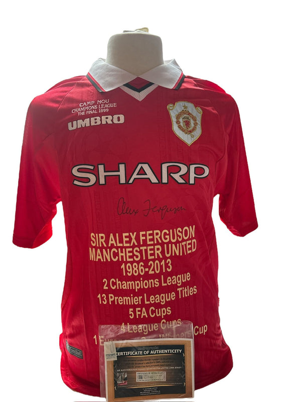 Sir Alex Ferguson gesigneerd Manchester United 1998-1999 shirt met certificaat