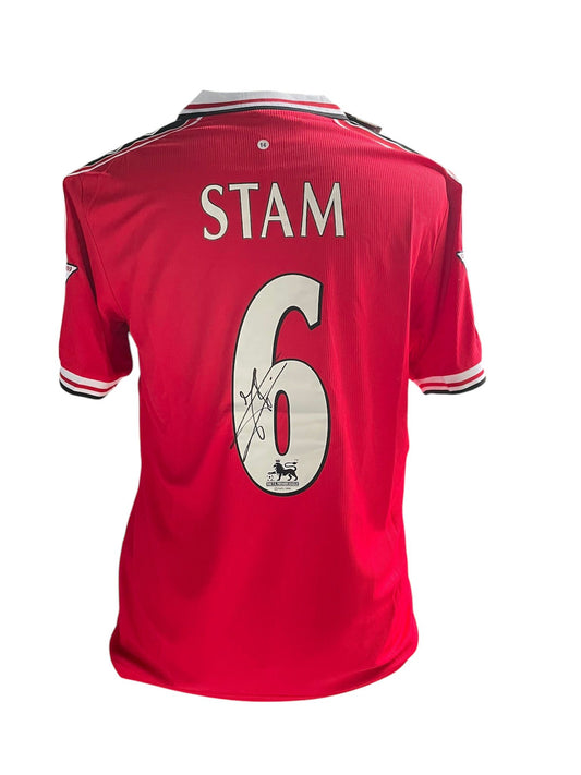 Jaap Stam gesigneerd Manchester United 1998-1999 shirt met fotobewijs