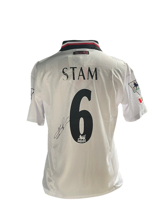 Jaap Stam gesigneerd Manchester United 1998-1999 uitshirt met fotobewijs