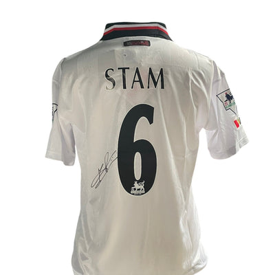Jaap Stam gesigneerd Manchester United 1998-1999 uitshirt met fotobewijs
