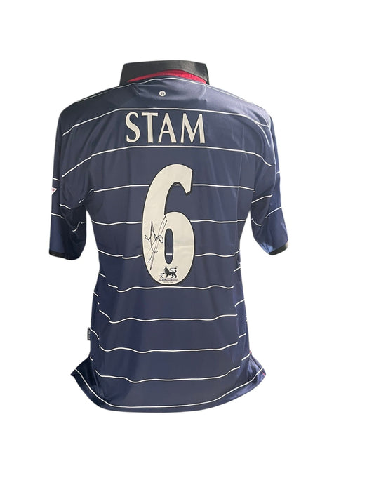 Jaap Stam gesigneerd Manchester United 1999-2000 uitshirt met fotobewijs