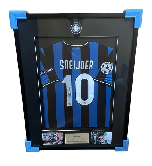 Wesley Sneijder gesigneerd en ingelijst Inter Milan 2009 - 2010 Champions League shirt met Foto- en videobewijs