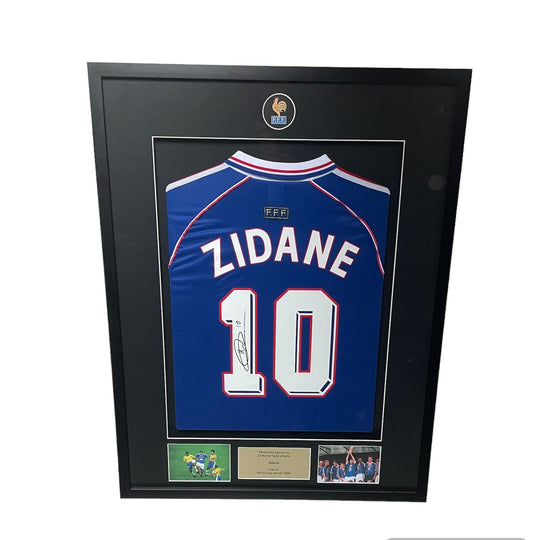 Zinédine Zidane gesigneerd en ingelijst Frankrijk 1998 shirt met certificaat
