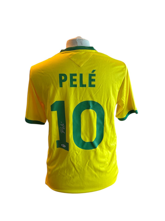 Pelé gesigneerd Brazilië 1974 shirt met certificaat